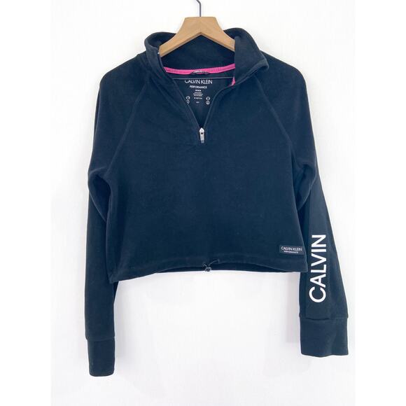 Calvin Klein Jackets & Blazers - Calvin Klein Performance Black Fleece Cropped Athletic Jacket Medium Quarter Zip